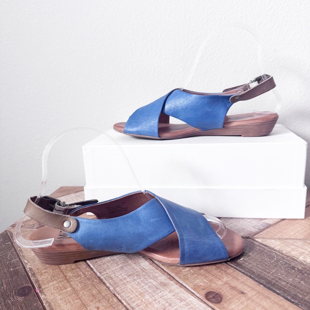 Miz Mooz Blue and Brown Leather Women's Sandals - Picture 4 of 12